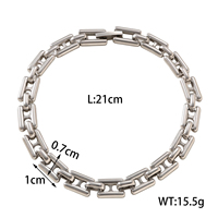 Bracelet chaîne à maillons en acier inoxydable pour hommes, 7 mm, 21 cm, bracelets à maillons tendance, poli, plaqué or 18 carats, vente en gros