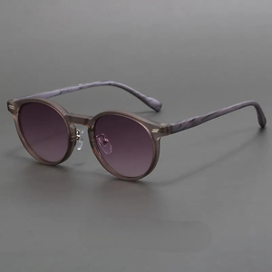 Gafas de Sol Redondas Vintage Retro con Montura Completa Esmerilada, Protección UV400, Montura de Madera Ultraligera en Color Marrón Claro - Product Image 3