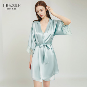 Set 2 Potong Renda Wanita Musim Panas 2026 |   100% Sutra Mulberry, Gaun Pendek Model Camisole & Jubah Pagi, Pakaian Santai - Product Image 1