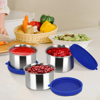LIHONG Baby Kids Lunchbox Thermische Blauwe RVS Lunchbox Tas Container Lunchbox met Waterfles
