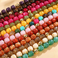 Collier à perles en forme de boule en acier inoxydable pour femmes, cadeau, bijoux de mode en résine multicolore