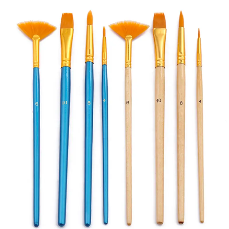 Art 4pcs Wooden Handle Student painting brushes