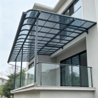 Auvent de balcon en aluminium, auvent incurvé, toit en polycarbonate, protection contre la pluie pour terrasse et jardin