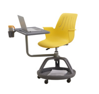 Chaise de formation mobile intégrée moderne avec tablette d'écriture, pour usage scolaire, entièrement en plastique moulé par injection, hauteur réglable, ergonomique