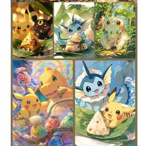 Tarjeta Coleccionable Pokemond Dragon Boat Festival Jumbo Artboard A5 con Lámina Dorada, Impresión a Todo Color, Caja de Regalo de Papel - Product Image 3