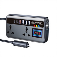 Inversor de Corriente para Auto de 200W, Cargador Universal de 12V/24V con Carga Rápida, Pantalla LED de Voltaje y Múltiples Puertos USB