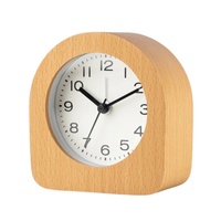 Horloge de table silencieuse de haute qualité en bois de hêtre avec affichage à aiguilles en quartz moderne pour la maison