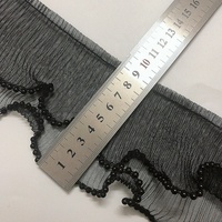Bordure en dentelle à volants décoratifs brodés en maille avec perles LT2518B pour la vente en gros