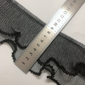 Bordir Grosir Hiasan Jala Ruffle Mutiara Berhias Manik-Manik Renda Trim LT2518B - Product Image 4