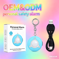 Rechargeable 130dB Personal Security Alarm Keychain Anti-Attack Emergency Personal Alarm with LED Flashlight for Self-Defense