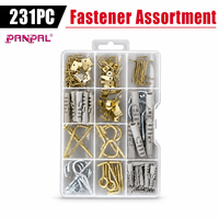 Kit d'outils de quincaillerie domestique 231 pièces, assortiment de fixations murales pour la décoration intérieure et les travaux d'installation