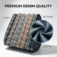 Tissu denim sergé imprimé à carreaux de 13 oz, poids moyen, pour vêtements et accessoires, vente en gros