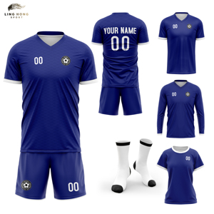 卸売カスタムプリント通気性サッカーユニフォームセットユニセックス新デザイン速乾100%ポリエステル夏用半袖 - Product Image 1