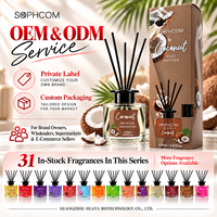 Diffuseur de parfum en verre en gros avec huile parfumée et bâtonnets en rotin naturel pour la décoration de chambre, salle de bain et salon