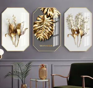 Abstract Golden Leaf Canvas Poster Painting Modern Wall Art Print Decorative Picture Nordic Style Living Room Home Decoration