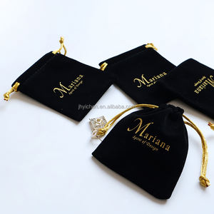 ถุงของขวัญเครื่องประดับกำมะหยี่สีดำพิมพ์หน้าจอ8x10ซม. โลโก้ที่กำหนดเองกระเป๋ากำมะหยี่ขนาดเล็กรีไซเคิลสำหรับสร้อยคออัญมณี - Product Image 3