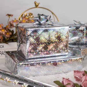 Silver Metallized Gift Wrapping <b>Paper</b> Butterfly <b>Pattern</b> Silver Black Eco-Friendly Art <b>Paper</b> for Holiday Packaging - Product Image 2