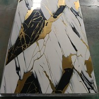 Panneau stratifié PVC économique, imperméable, ignifuge et écologique, panneau UV, revêtement mural marbré pour hôtels, design graphique pour murs intérieurs