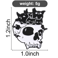 Épinglette en émail personnalisée Crâne et chats noirs, Badge métallique Gothique, Épinglette fantaisie chaton effrayant, Bijou créatif pour Halloween, Cadeau