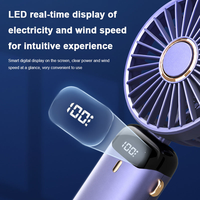 Nouveau ventilateur portable USB rechargeable, mini, pliable, avec affichage numérique, vente en gros, équipement personnel de soins quotidiens
