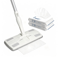 Serpillère plate électrostatique anti-poussière manuelle à tête carrée en microfibre, manche télescopique, clips, design minimaliste, montage facile, 1 tête de serpillère