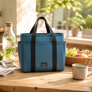 Panier isotherme pliable en polyester non tissé imperméable avec fermeture éclair grande capacité pour canettes et vin - Product Image 1
