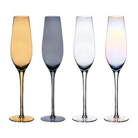 Verres en cristal haut de gamme, finition électroplaquée arc-en-ciel, capacité 201-300 ml, design moderne et minimaliste, lot de 2, vente en gros