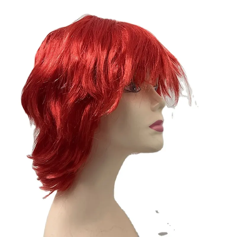 Anime Wig Red pink Overturned Short Hair Cos Style Short Boys Wigs Cosplay Bob Dark Wigs For Men Kinds
