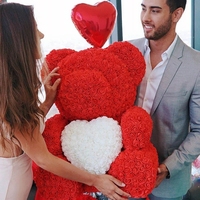 Ours en Rose 25cm 60cm 70cm 40cm, Ours en Peluche Romantique en Mousse de Rose pour Cadeaux de Saint-Valentin