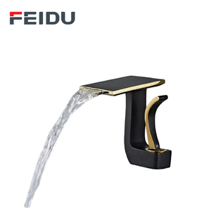 Feidu hiện Đại Duy nhất-lỗ gắn Brass lưu vực vòi nước Thác phong cách phòng tắm nghệ thuật bàn gắn Mixer tap với đồng hồ đo tính năng - Product Image 1
