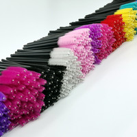 50 pièces/ensemble Six couleurs baguettes de Mascara jetables Mini cils brosses Mascara applicateur Micro Spoolie brosses pour cils