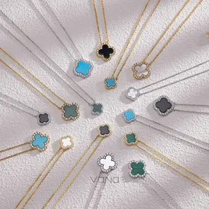 Güzel mücevher ünlü marka dört yapraklı yonca tasarımcı 925 ayar gümüş yonca kolye bilezik küpe takı seti Wome için