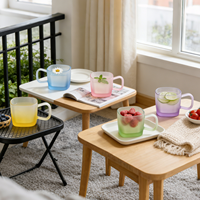 Tasses à lait en verre YS à bouche carrée 400 ml, design moderne, réutilisables, sans danger pour les aliments, durables, compatibles lave-vaisselle et micro-ondes, couleurs personnalisables