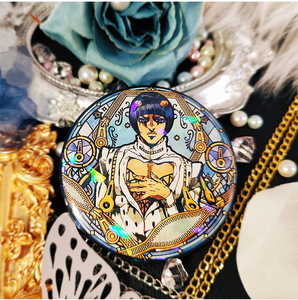 Badges en métal à effet <span class=keywords><strong>laser</strong></span> Anime JOJO de haute qualité, 5,8 cm, 2 couleurs, pour la décoration des sacs à dos - Product Image 3