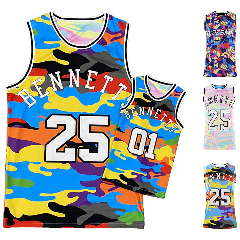 Benutzer definierte Basketball-Uniform Entwerfen Sie Ihr eigenes Logo Digital Sublimation Set Print Reversible Basketball-Trikot für Männer Kinder Jugend