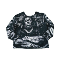 High Street tissé tapisserie pull personnalisé hommes mode rappeur Streetwear Tapisserie coupe et coudre tige vague col rond fabricant