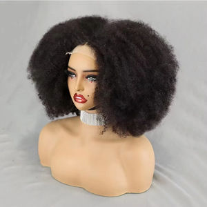 300% Density <strong>Afro</strong> Bouncy Short Hair <strong>Wig</strong> Black Women 4x4 Lace Closure Frontal Kinky Curly Grade 12A Virgin Human Hair Swiss Lace - Product Image 3