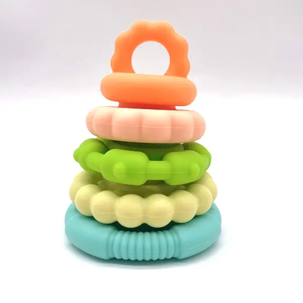 Interaktif dan Menyenangkan Bayi Mainan Susun Terbuat dari Silikon Yang Lembut, Gigi Menenangkan 6-12 Bulan Mainan