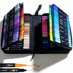 Ensemble de marqueurs artistiques pour enfants avec pinceaux fins, stylos à aquarelle doux, marqueurs, avec un sac de rangement - Product Image 1