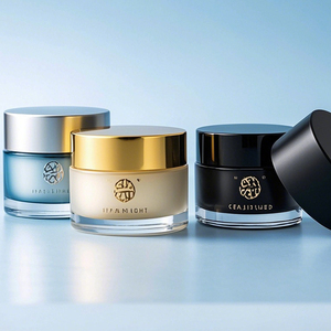 Vendita all'ingrosso di lusso <span class=keywords><strong>vasetti</strong></span> di crema di <span class=keywords><strong>vetro</strong></span> <span class=keywords><strong>ambrato</strong></span> con coperchio dio nero 5g-250g imballaggio per la cura della pelle ricaricabile per cosmetici - Product Image 1