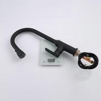 Keran Dapur Modern Matte Black Tarik-Naik dengan Katup Keramik, Pemasangan Satu Lubang, Mixer Air Panas/Dingin, dan Sprayer untuk Dapur
