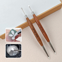 Stylo professionnel classique à 5 embouts en silicone pour la sculpture des ongles, double tête en métal pour le gaufrage et le collage, pinceau à ongles