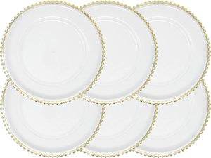 Lot de vaisselle jetable en mélamine plastique de 13 pouces, lavable, pour mariage, avec gravure décorative, style américain - Product Image 2