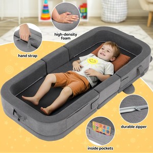 Letti da Terra per Bambini Comodi e Sicuri con Schiuma Morbida, Rivestimento Lavabile e Maniglia <span class=keywords><strong>Portatile</strong></span> - Product Image 4
