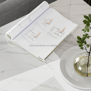 Mesa Auxiliar de 2 Niveles con Aspecto de Mármol, Mesa Lateral con Estructura Metálica para Sala de Estar, Sofá, Apartamento, Salón - Product Image 4