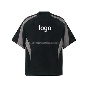 Camiseta de Verano 2026 para Hombre, Estilo Urbano Americano, Deportiva, a la Moda, con Diseño de Empalmes de Gamuza, Manga Corta - Product Image 1