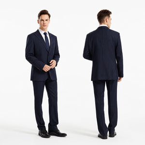 Completo da <span class=keywords><strong>Uomo</strong></span> 2 Pezzi in Misto Lana Traspirante Antipiega a Righe Sottili, Blazer Monopetto e Pantaloni, 270G, OEM - Product Image 3