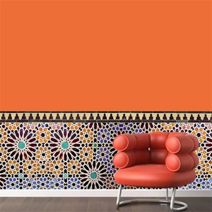 Mural de Pared con Mosaico de Arco Islámico Azul Marroquí, Papel Tapiz Personalizado con Diseño de Azulejos Vintage para Sala de Estar o Cafetería - Product Image 6