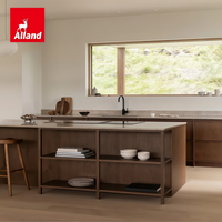Meuble de cuisine Alland haut de gamme, design minimaliste scandinave, chêne foncé, porte de meuble encastrée, facile à assembler