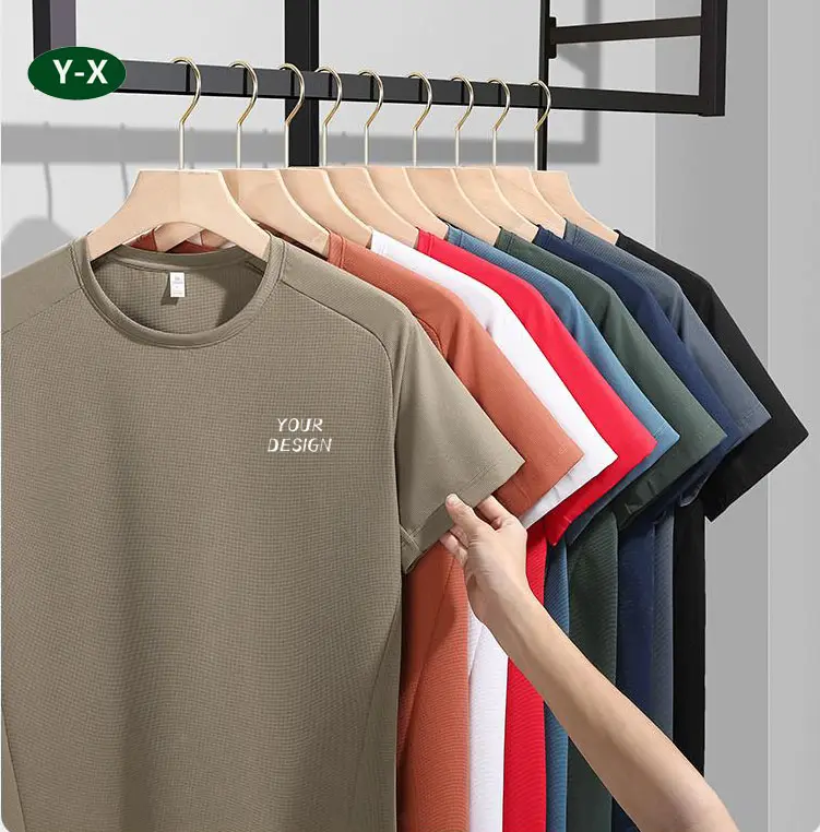 Y-XメンズワッフルニットTシャツストリートウェアTシャツスリムフィット高品質TシャツカスタムサマープリントロゴTシャツ男性用